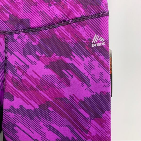 RBX Workout Running Leggings Black Mesh & Pink Purple Medium NWT - Picture 4 of 12